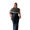 Women Short Cloak Sleeve Rhinestone Bodycon Long Dress Fall Vacation Evening Birthday Night Party Vestidos Sexy Dresses