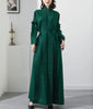 Spliced Pleated Dress For Women V-neck Long Sleeves Designer Belt Party Dresses Patchwork Female Clothing 2YA1324