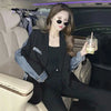 Spring Autumn Cowboy Stitching Blazer Jacket Women Long Sleeved Casual Suit Coat Female Slim Blazer Outerwear Lady Tops
