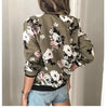 Women Elegant Zipper Jacket Spring Autumn Floral Printed Jackets Office Wear Slim Office Coat Retro Outwear
