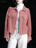 Women Autumn Corduroy Coats Lapel Neck Long Sleeve Jackets Woman Outwears Casual Buttons Up Coats Oversize