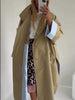 Casual Khaki Trench Coat Women Lapel Long Sleeve Double Breasted Pocket Loose Windbreaker Autumn Lady Commute Outwear