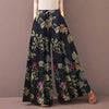 Women Floral Print Wide Leg Pants Spring Autumn Drawstring Bohemia Trousers Ladies Casual Loose Elastic Waist Pantalon
