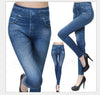 1pcs Women's Denim Print Leggings Females Slim Leggings Faux Jeans Leggings Lady Stretch Printed Tights Black Blue Pants