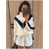 Contrasting Color Loose Jackets Women Casual Long Sleeves Stand Collar Zipper Oversized Coats Lady Autumn Daily Street Wear