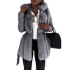 Women's Warm Faux Fur Coat with Belt, Thick Long Coat, Hooded Zipper, Autumn, Winter, Fur Coat Women