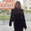 Autumn Commute Women's Maxi Coat Solid Long Sleeve Shoulder Padded Straight Slim Overcoats Office Daily Lady Outwears