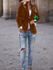 Women's Gold Velvet Blazer, Office Lady Spring Autumn Foreign Atmosphere, Red Blazers Suit, OL Professional Wear