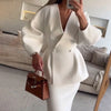Women's Fairy Autumn Spring Halter Dress Pure Color Button Bubble Sleeve Dress Casual Design Soft Comfortable Niche Versatile
