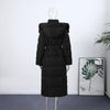 Warm Women's Puffy Quilted Hooded Long Cotton Coat Loose Solid Stand Collar Lace Up Zipper Overcoats Winter Lady Outwear