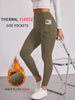 Womens Thermal Fleece Lined Leggings with Pockets, High Waisted Tummy Control Workout Winter Warm Thick Tights Pants
