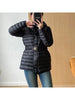 Autumn Winter Lightweight Short Slim 90% White Duck Down Jacket Women Hooded Detachable Sash Warm Down Coat