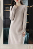 Round Neck Cashmere Dress Women's Long Pullover Sweater Autumn Winter Knitted Knee-Length Pure Wool Dress JJ396