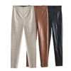 Women's Faux Leather Pants High Waist Straight Leg Trousers Female Streetwear Stylish Stretch Pencil Pants