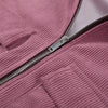 Pink Corduroy Cropped Jacket For Women Casual Contrast Collar Long Sleeve Zipper Coat Lady Spring Chic Streetwear