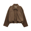 Fall Winter Women's Bomber Jacket Lapel Long Sleeve Zipper Suede Jacket Women High Street Jackets Coats Outerwears