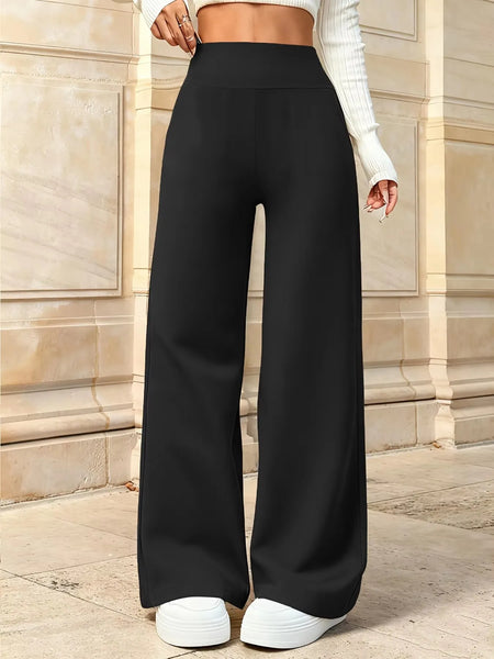 Korean High-Waisted Full-Length Wide-Leg Straight-Leg Casual Pants Women's Daily Office Commute Wear Ladies' Pants