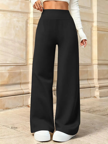 Korean High-Waisted Full-Length Wide-Leg Straight-Leg Casual Pants Women's Daily Office Commute Wear Ladies' Pants