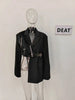 Deconstruction Irregular PU Leather Spliced Blazer Women's Lapel Loose Strap Suit Jacket Autumn