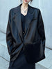 Women Silver Big Size Glossy Sensation Blazer Lapel Long Sleeve Loose Jacket Tide Autumn 31A0901