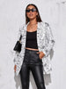 Elegant and Youth Blazer Spring Vintage Irregular Print Casual Woman Clothing High Street Lapel Blazer Woman Outerwears