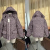 Winter Leopard Print Thicken Coat Pants Women Set Long Sleeve Zippers Hooded Jacket Wide Leg Trousers Lady Outfit