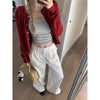 Autumn Long Sleeve Women Elegant Cardigan Sweater Slim Fit Solid Color O-neck Knitted Top Short Coat