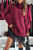 Women's Dress 2-piece Knitted Sweater Turtleneck Lace Loose Drop Shoulder Long Sleeve Female's Mini Skirt