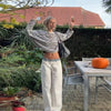 Women Casual Solid Color Wide Leg Pants Versatile High Waist Jeans Lady Autumn Winter Commute High Street Clothes