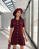 Elegant Knit Mini Dress Women Street Slim High Waist Short Sleeve Rib Sweater Dresses Vacation Bodycon Knitwear Dress
