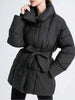 Women's Parkas Solid Color Warm Cotton Padded Coat Jacket Belt Gathered Waist Female Winter Clothing 2DB1775