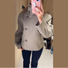 Elegant Stand Collar Short Jacket For Women Lady Outerwear High Street Long Sleeve Single Breasted Female Coats