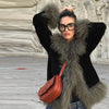 Elegant Solid Faux Fur Spliced Coat Women Lapel Long Sleeve Tassel Plush Outerwear Fall Winter Warm Streetwear