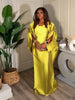Women Modest Satin Embroidery Bubu Dress For Church Outfits African Traditional Long Loose Square Collar Batwing Sleeve