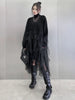 Women Black Big Size Knitting Mesh Irregular Sweater Dress V-Neck Long Sleeve Spring Autumn 1DH2366