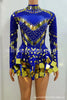 Stretch Sequins Mirror Dress Women Bodysuit Dancewear Long Sleeve Drag Queen Costume Rave Festival Night Out BodySuits