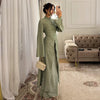 Spring Women Dress Set Minimalist Stand Collar Knot Button Slit Hem Long Dresses All-match Skirts Lady Street Gown
