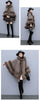 Autumn Winter Loose Casual Chic Bat Sleeve Coat Woolen Hooded Shawl Big Fur Collar Warm Cape Coat Women Outwear
