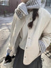 with Scarf Parkas Women Lamb Wool Patchwork Puffer Jacket Korean Fleece Down Coats Winter Cotton Padded Outerwears