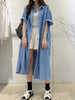 Autumn Collection Women's Cowboy Long Dress Loose Single Breasted Flip Collar Casual Medium Long Shirt Dress