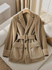 Casual Brown Velvet Blazer for Women Winter Thickened Long Sleeve Lapel Jacket Stylish Versatile Outerwear