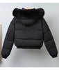 Winter Short Parkas Women's Cotton-padded Clothes Fleece Lining Thicken Warm Outerwear Fur Collar Removable Hooded Quilted Coat