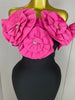 Stereoscopic Red Flowers Sexy Off The Shoulder Ankle Lenght Bandage Dress Woman Birthday Party Vestido Wedding Party Outfit