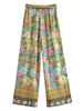 Women Peacock Floral Print Bohemian Wide Leg Pants Lady Elastic Waist Loose Rayon Boho Long Pant Oversize Trousers