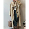 Stand Neck Long Trench Coat Women Spring Casual Turn-down Collar Single-breasted Trench Coat