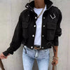 Women Short Jackets Autumn Winter Female Turn Down Collar Long Lantern Sleeve Cropped Biker Cycle Coat Outwear SZE-5353