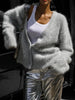 Solid Knit Cardigan Women Long Sleeve Casual V Neck Oversized Sweater Women's Autumn High Street Knitted Coats