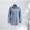 Women's Denim Lace Up Jacket Lapel Neck Waist Cinching Button Front Long Sleeve Coat Spring Femlae Casual Daily Outerwear