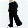 Women‘s Wide Leg Cargo Pants Elastic Waistband with Large Pockets Casual Fitness Sportswear Y2k Long Pants