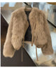 autumn and winter fur coat women's short style imitation fox fur Korean version versatile lace up thick top